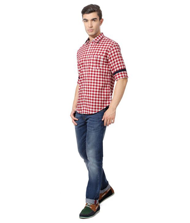 Peter England Red Casuals Shirt - Buy Peter England Red Casuals Shirt ...