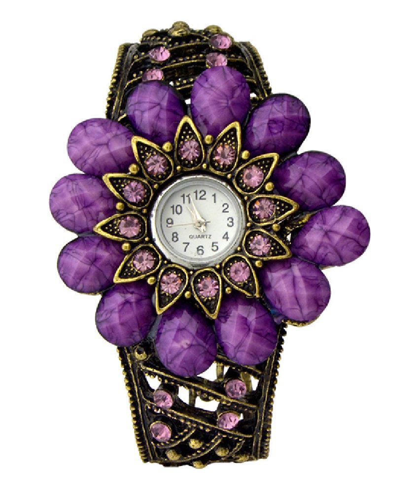 purple wrist watch