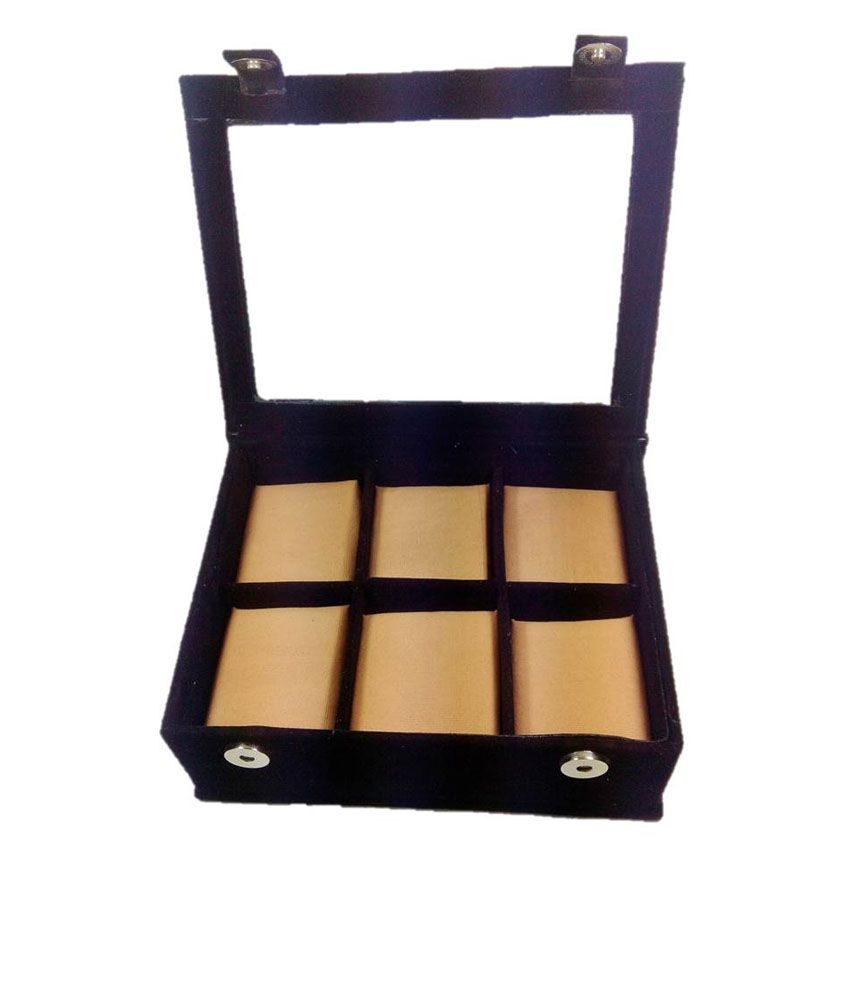 Trendz Online Watch Box Velvet Bracelete Case 6 Slots Clear Plastic For