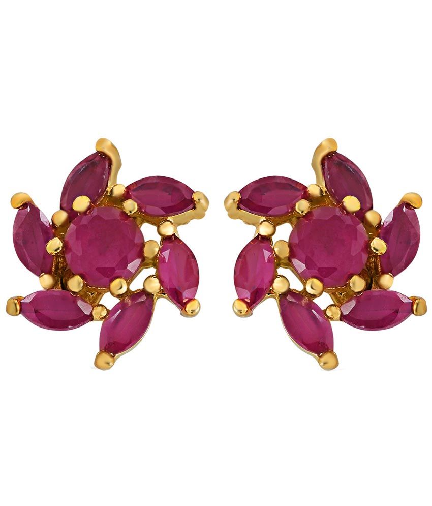 Mahi Eita Collection Red Gold Plated Ruby Earrings For Women Mahi Eita Collection Red Gold Plated Ruby Earrings For Women Er1103768g