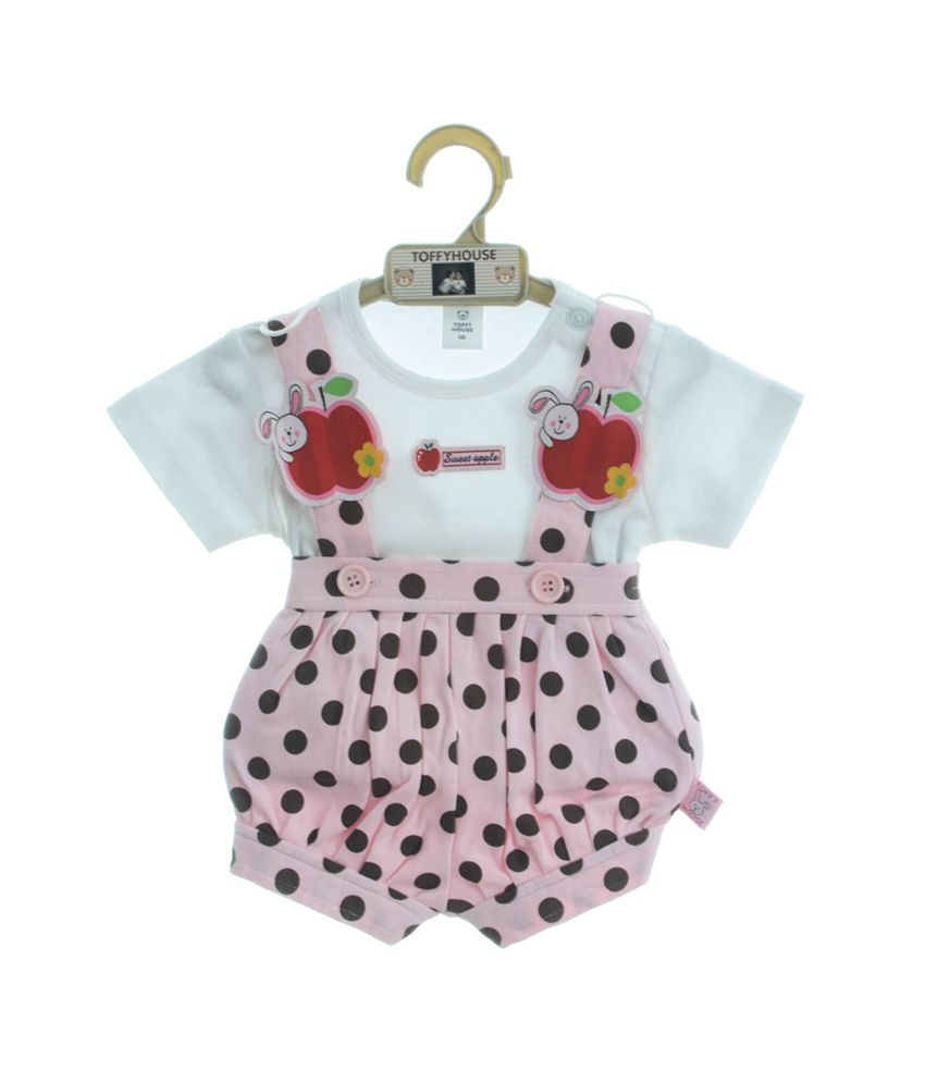 Toffy House Pink Sweet Apple & Polka Dotted Dungaree Set - Buy Toffy ...