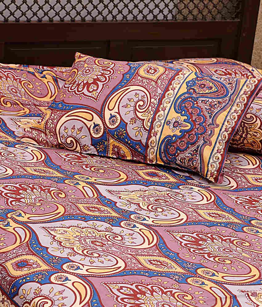 Rajasthani Sarees Pink Cotton Floral Printed Double Bed Sheet Buy