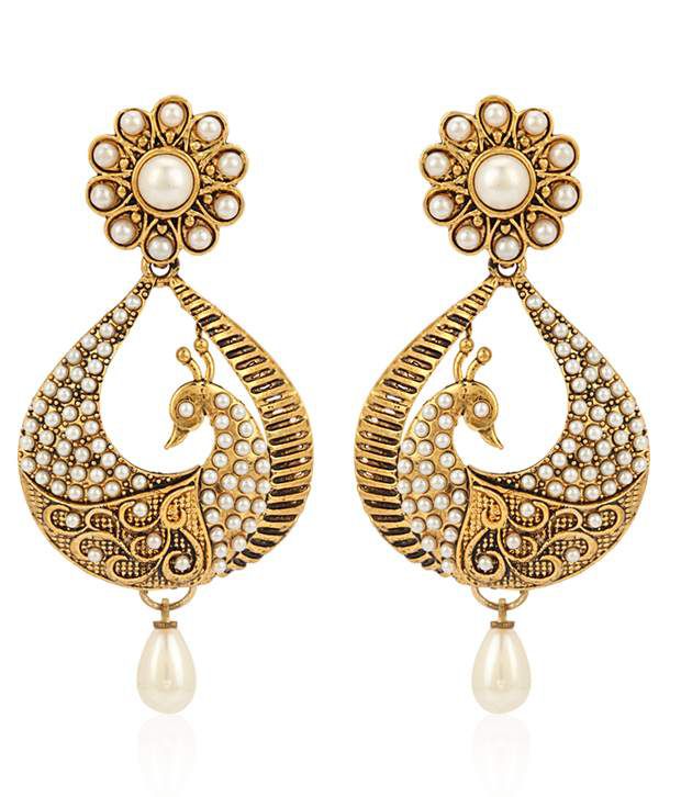 Jewels Galaxy Mayur Design Pearls Embedded Earrings - Buy Jewels Galaxy ...
