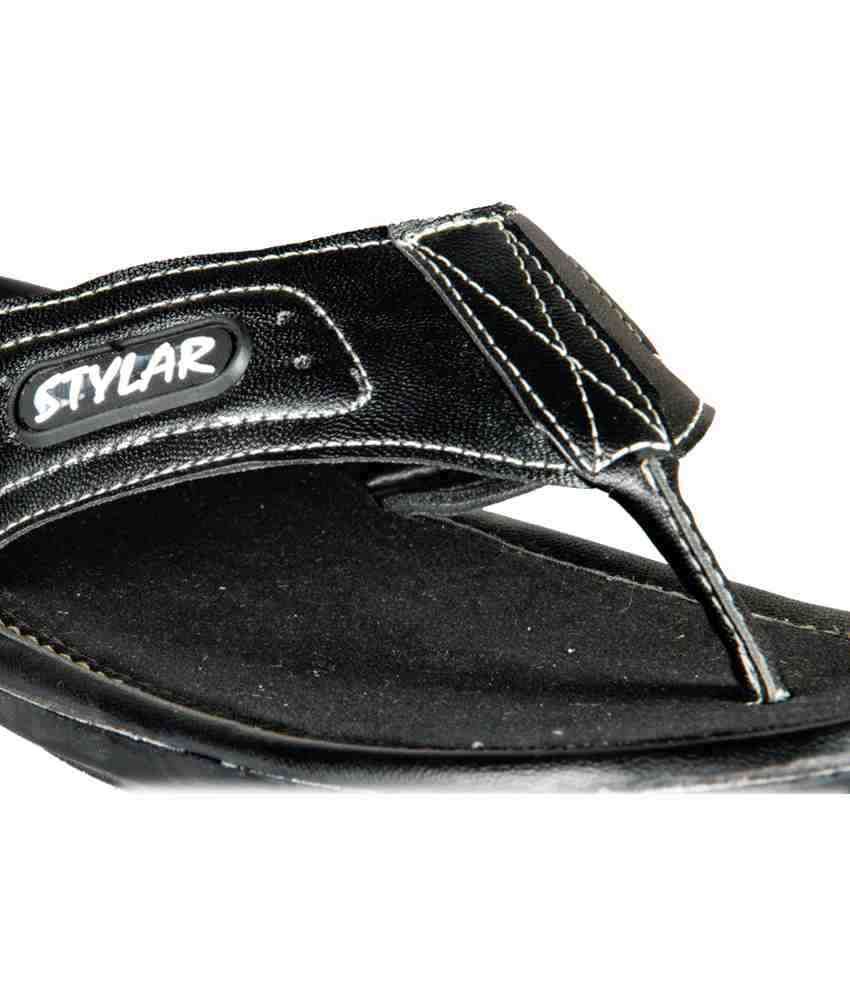 Stylar Black Flip Flops For Men Price in India- Buy Stylar Black Flip ...