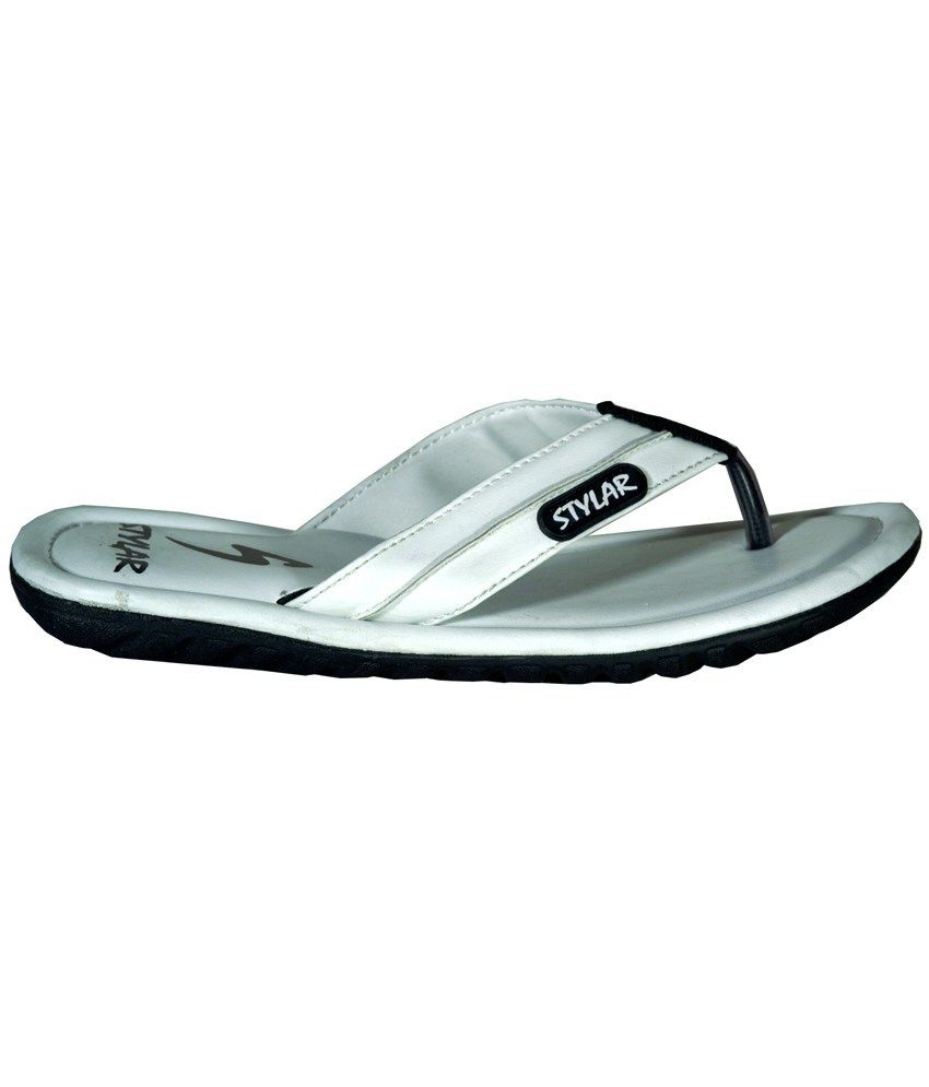 all white flip flops