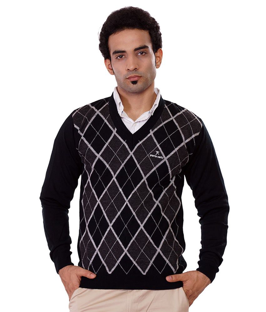Pierre Carlo Black Full Sleeves Woollen Sweater - Buy Pierre Carlo ...