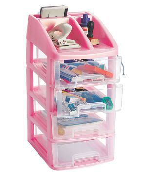 Nakoda Plast Pink Utility Drawer 4 Tier - Office Stationery, Cosmetics ...