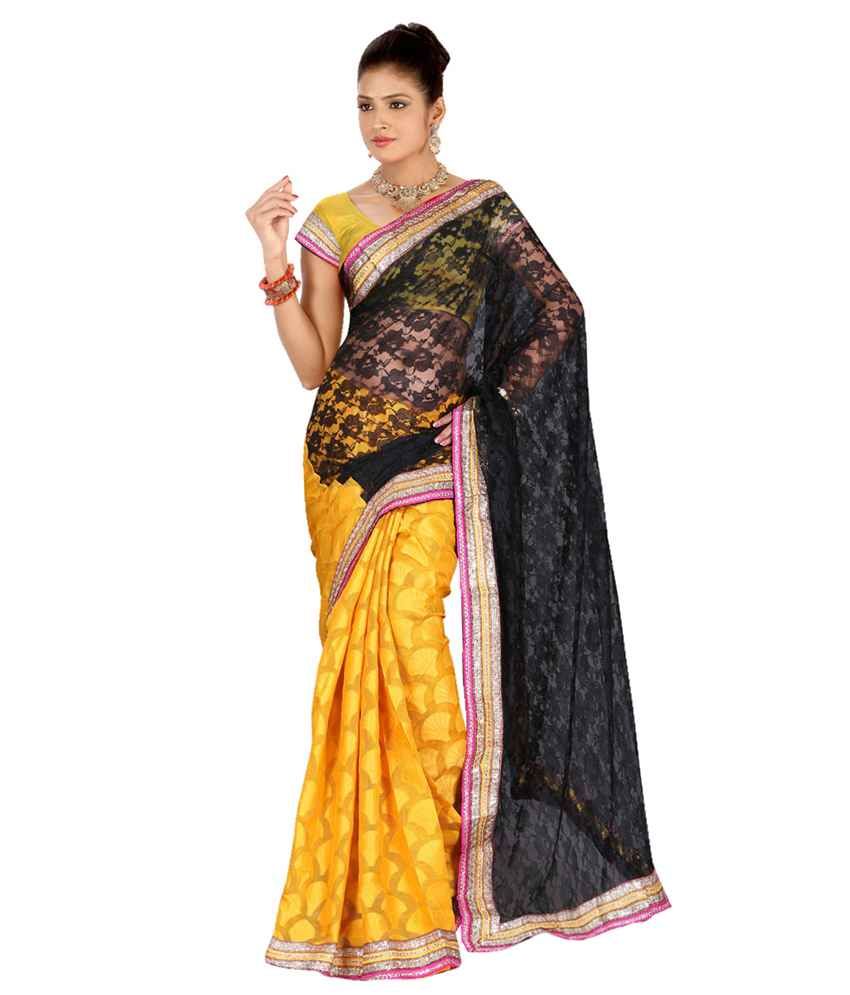 Khazana Bazaar Black Net Saree Buy Khazana Bazaar Black Net Saree 