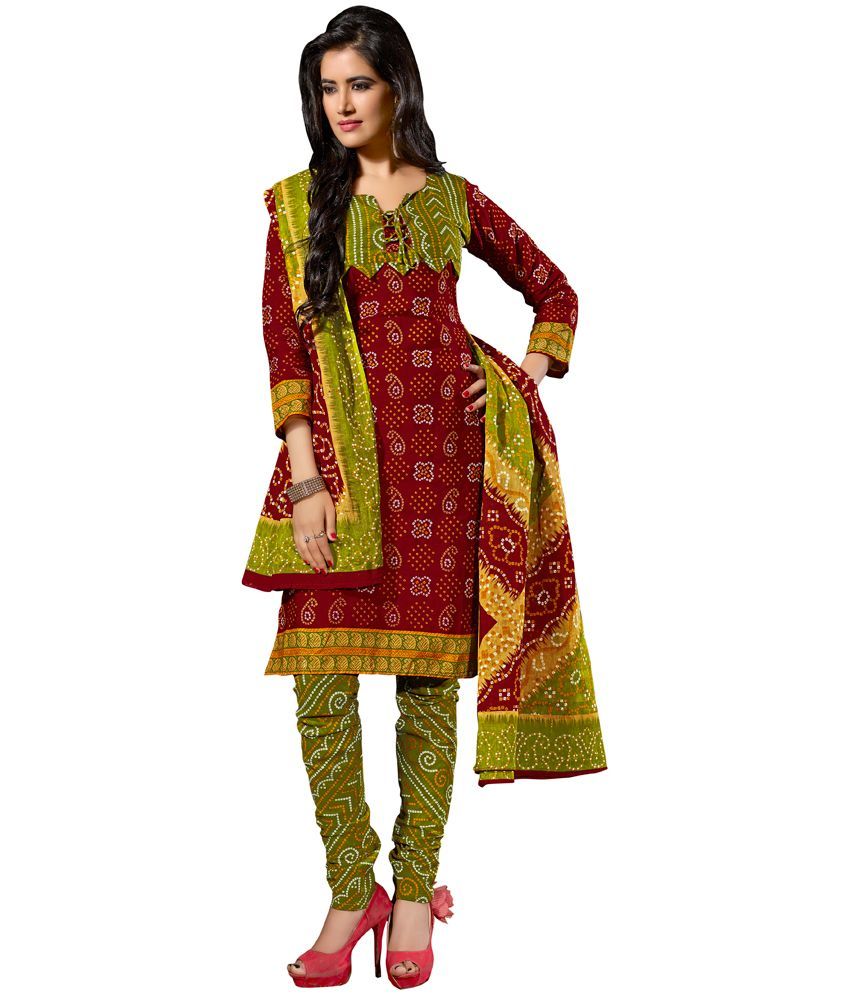 bandhani churidar materials online