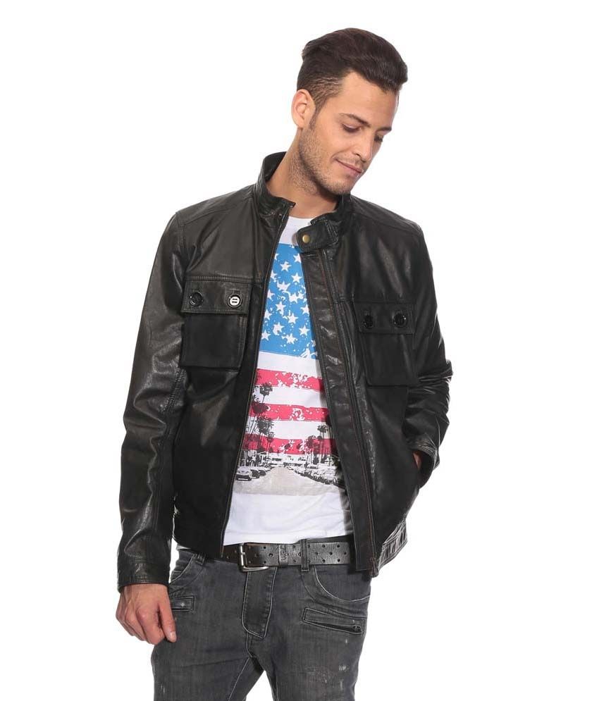 Bareskin Gents Black Leather Biker Jacket - Buy Bareskin Gents Black