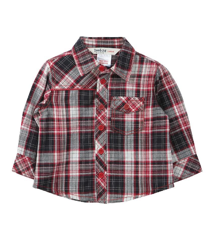     			Beebay Red Color Yarn Dyed Checks Shirt For Kids