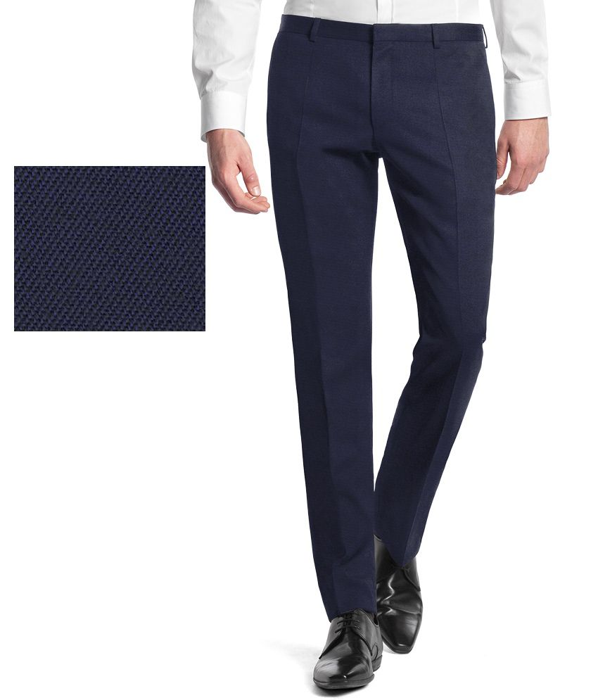    			Gwalior Suitings Navy Poly Blend Unstitched Pant Pc
