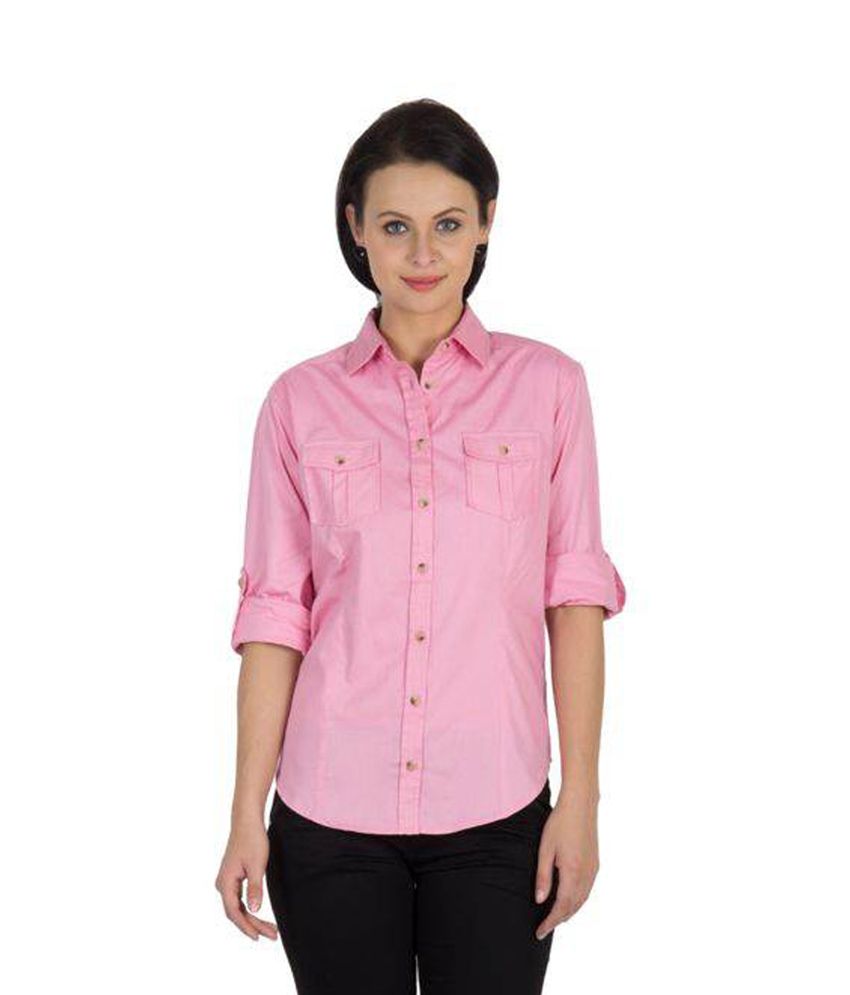 pink cotton shirt ladies