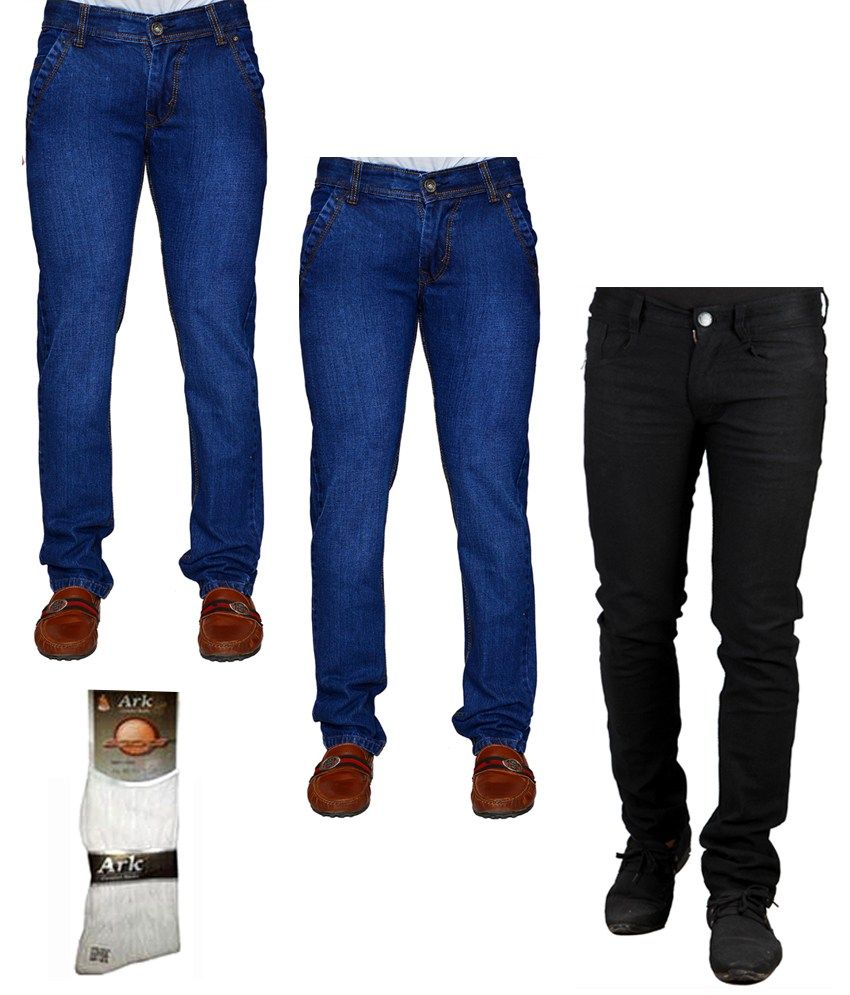 Ansh Fashion Wear Men's Jeans Combo Of 3 Denim Jeans With Free 1 Pair