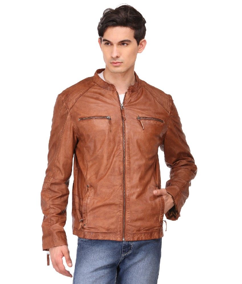 Teakwood Leathers Brown Leather Biker Teakwood Leathers Brown Leather Biker At Best S In India On Snapdeal