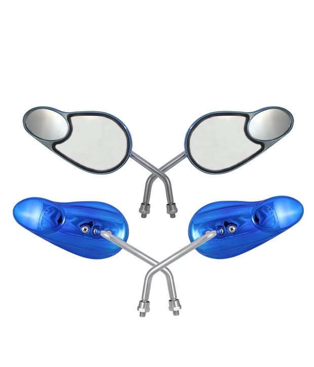 Speedwav 2 In 1 Blue Rear View And Blind Spot Mirror For All Bikes