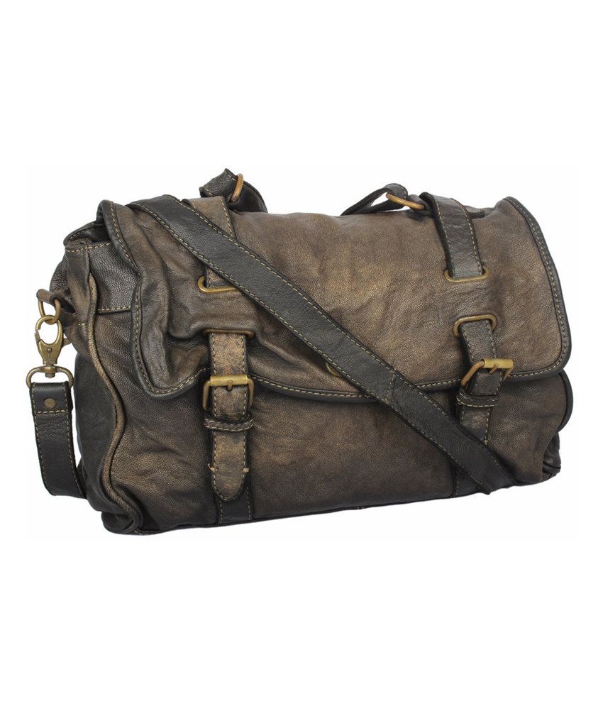 Spazio Black Leather Sling Bags Buy Spazio Black Leather Sling Bags