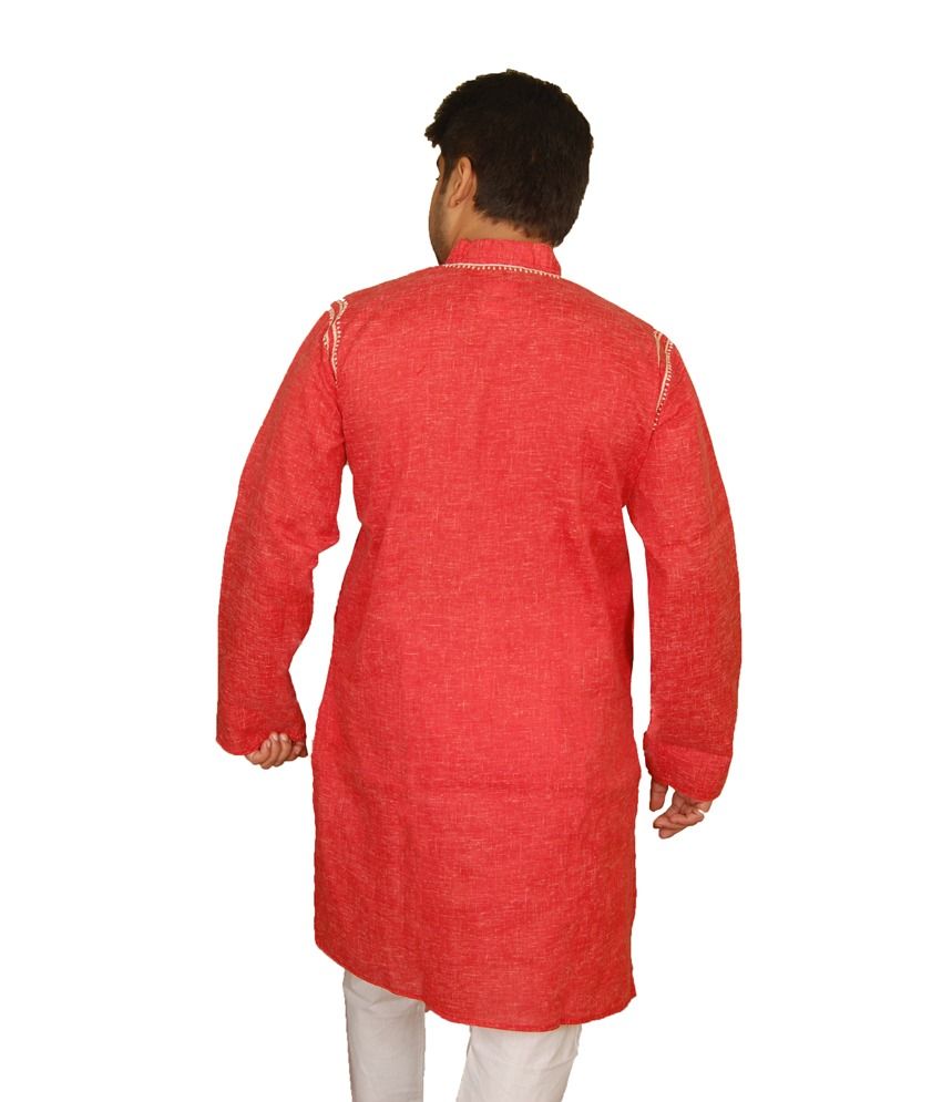 red chikan kurta