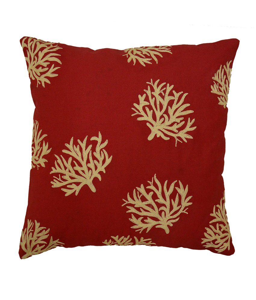 Aadya Home Red And Gold Contemporary Cotton Cushion Cover Buy Online
