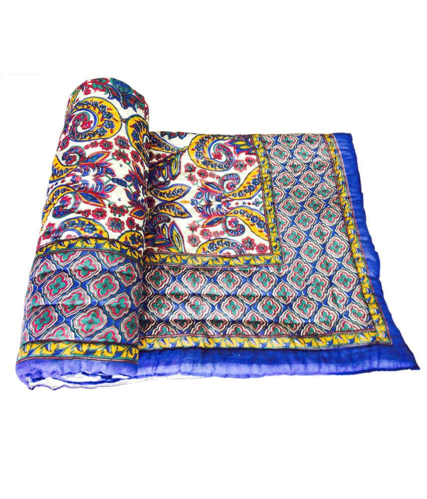 Fab Rajasthan Jaipuri Sanganeri Hand Block Print Double Bed Quilts ...