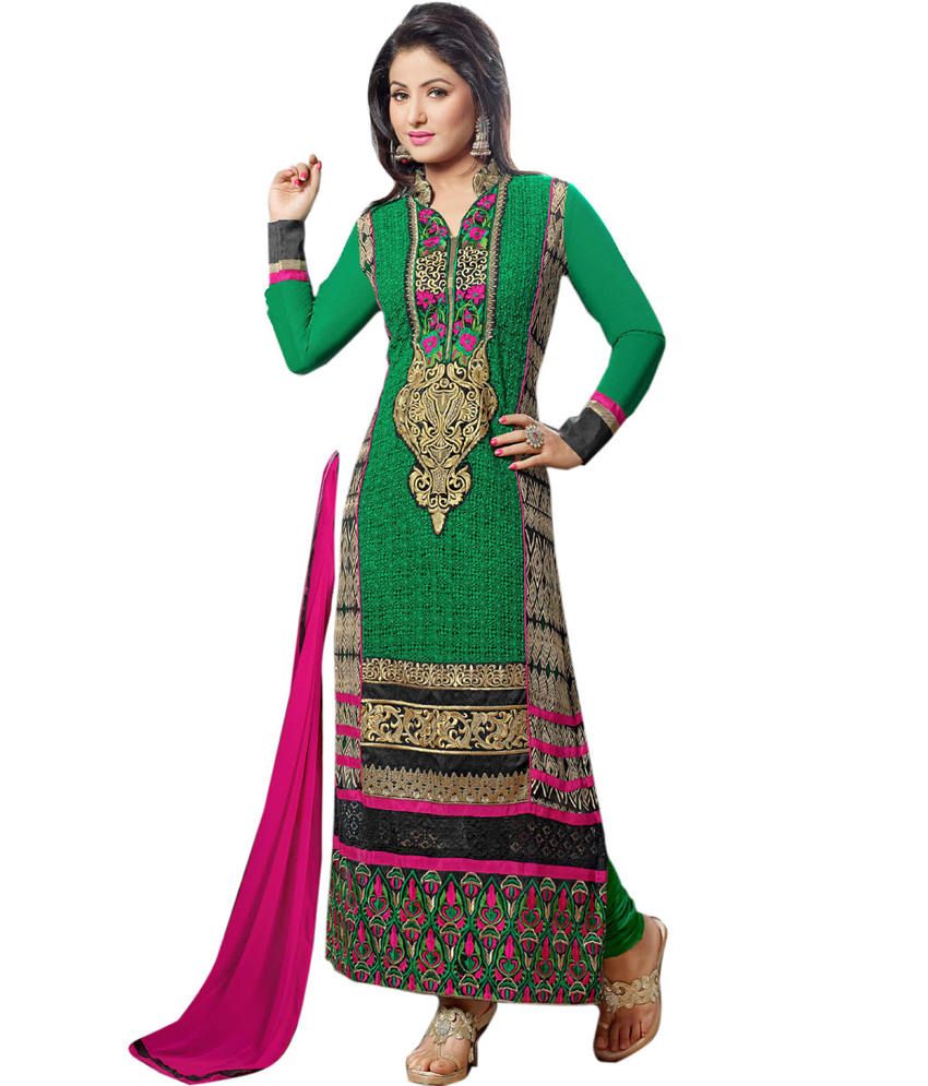 Khantil Hina Khan Richlook Designer Green Ankle Dress