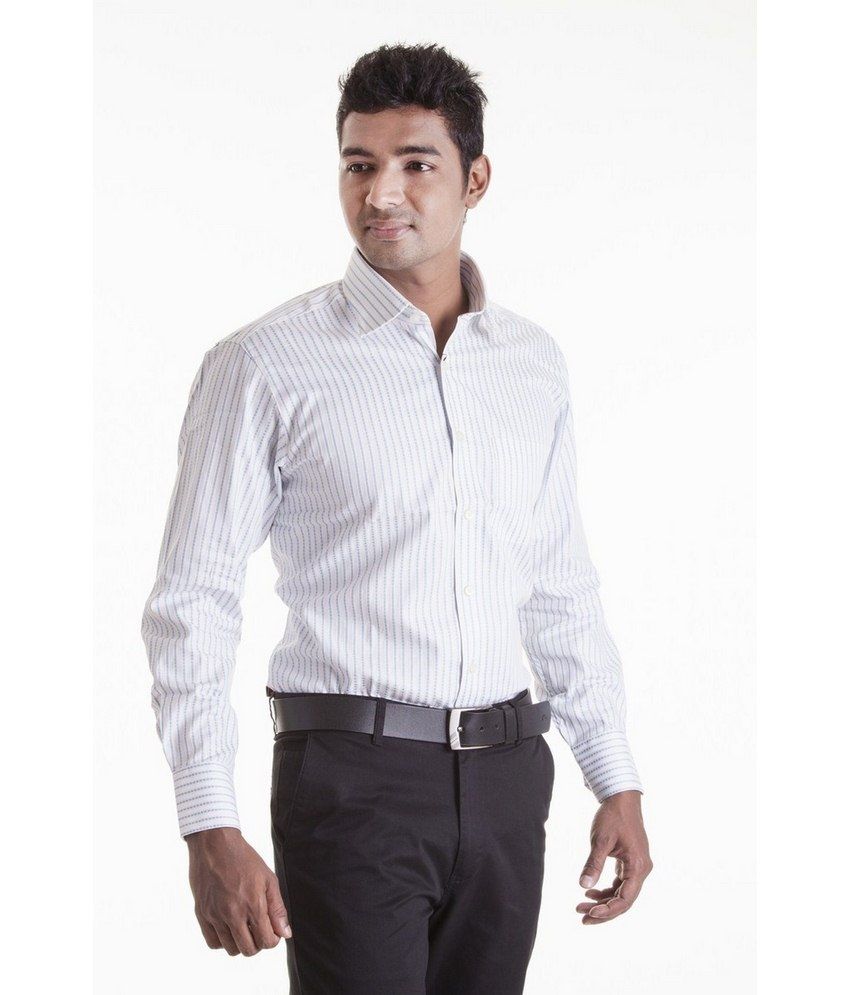 Sting White Stripes Slim Fit Formal Shirt - Buy Sting White Stripes ...