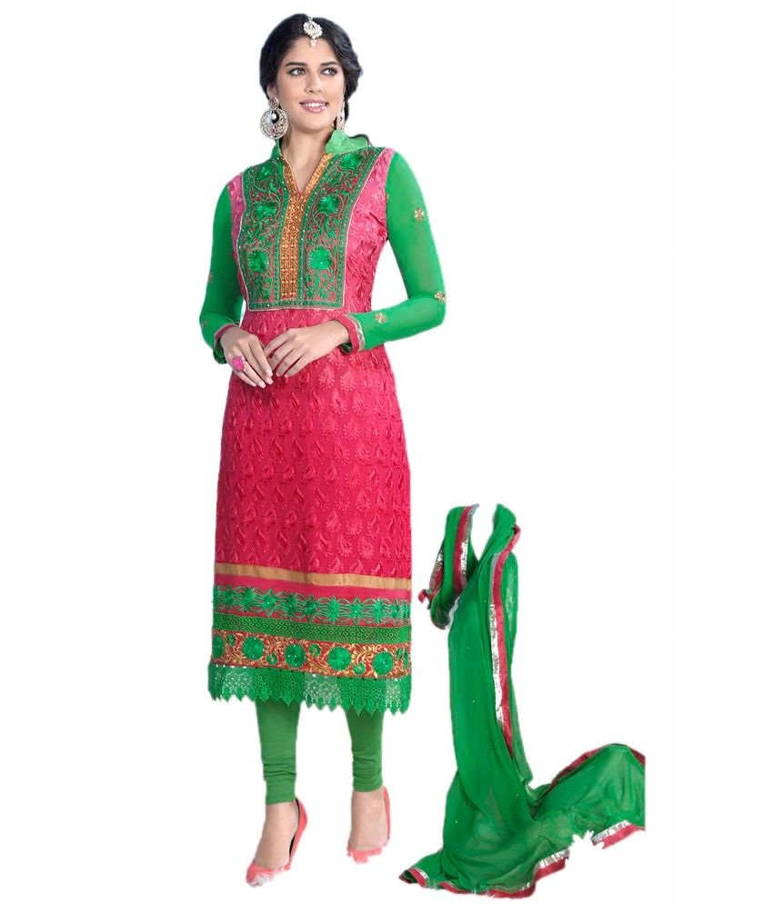 Party Wear Dresses Green Faux Unstitched Dress Material Buy Party Wear Dresses Green