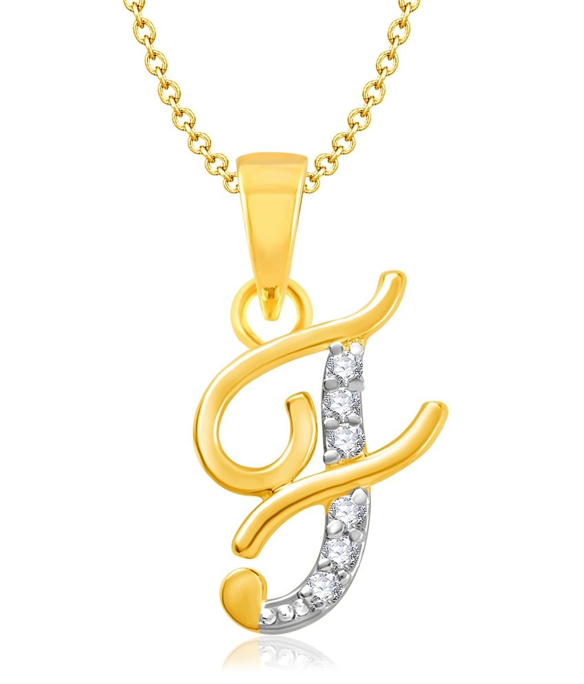 Vk Jewels Alphabet Collection Initial Pendant Letter f Gold And Rhodium ...