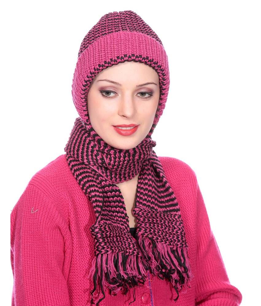 woolen cap with attached muffler