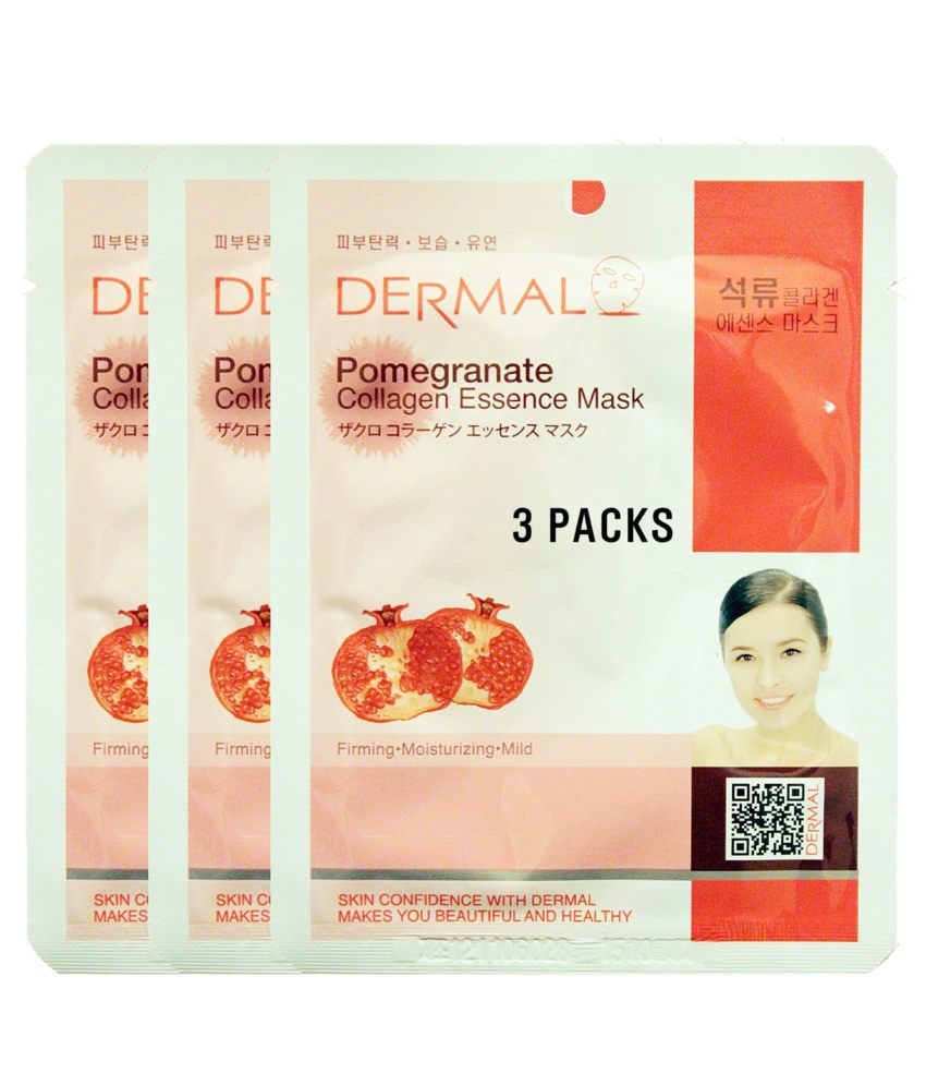 Dermal Pomegranate Collagen Essence Face Mask (3 Pieces) Buy Dermal