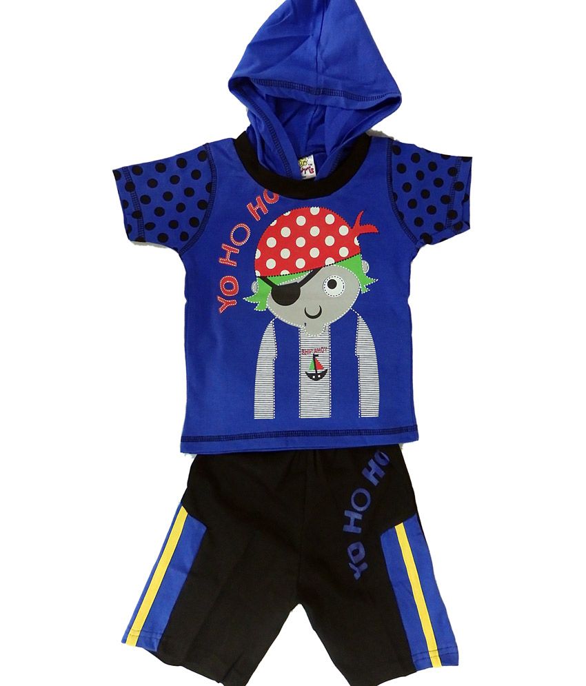 Nutts Blue Cotton Top And Bottom Set For Boys Buy Nutts Blue Cotton