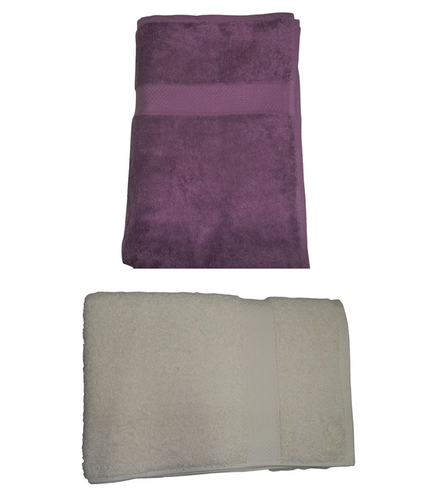 Mark Home Set of 2 Cotton Bath Towel - Gray & Purple - Buy ...