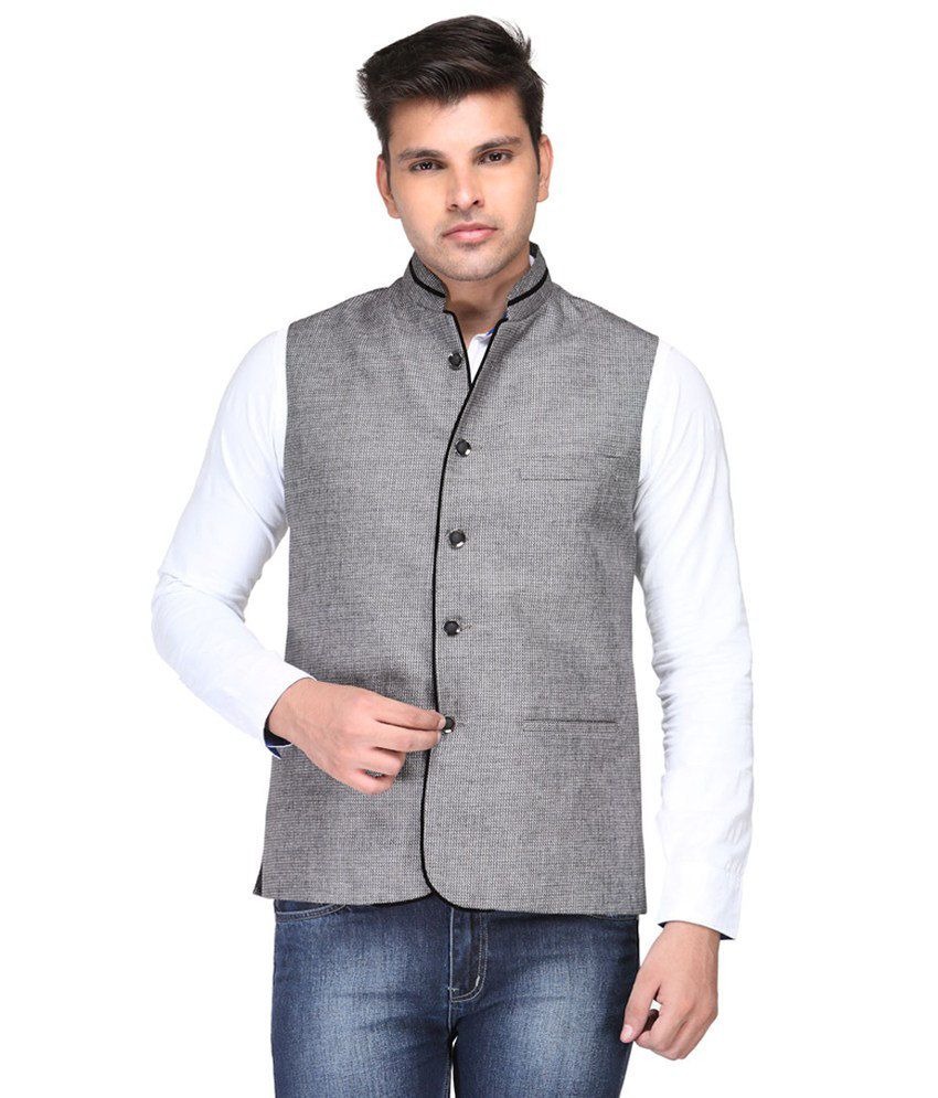 Elysee's Grey Nehru Jacket - Buy Elysee's Grey Nehru Jacket Online at ...