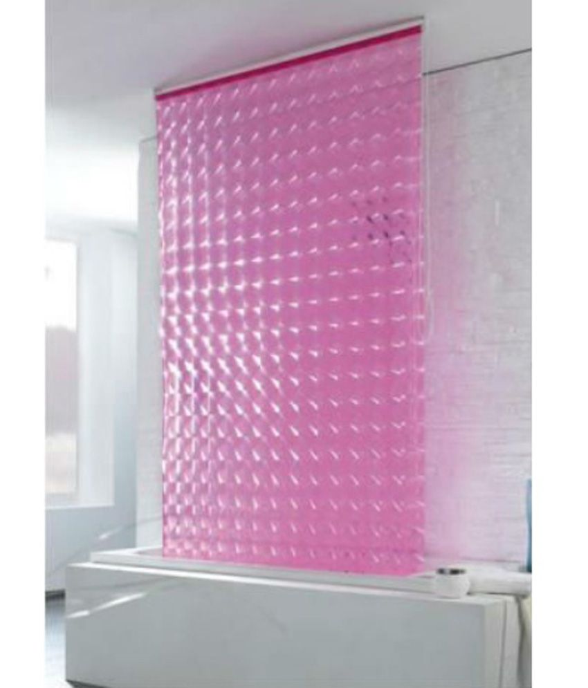 Arow Pink Polyester Shower Curtain With 12 Hooks Buy Arow Pink