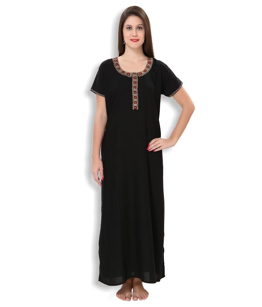 Buy Sand Dune Black Lizzy Bizzy Long Nighty Online at Best Prices in ...