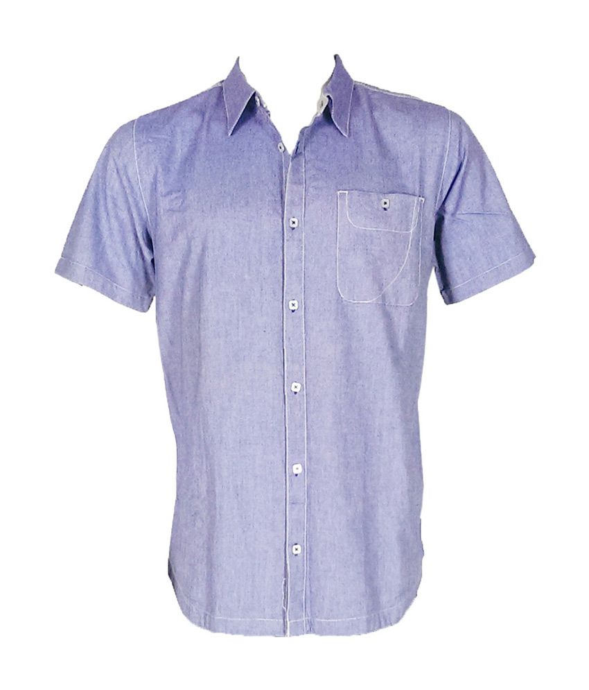 Rusty Lavender Blue Half Sleeves Denim Oxford Shirt - Buy Rusty ...