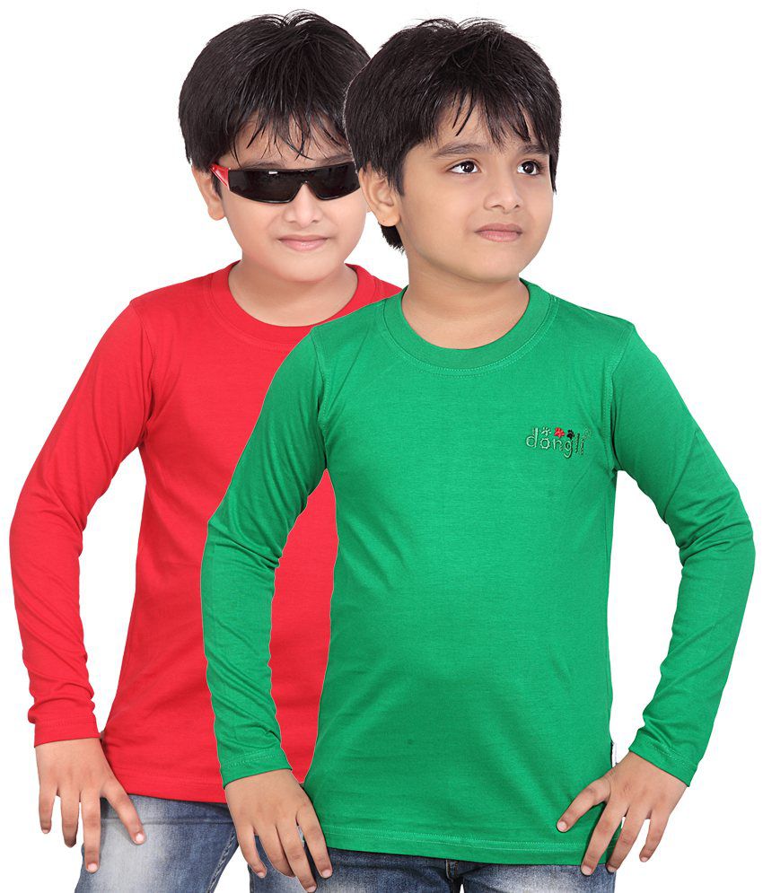     			Dongli Multicolor Cotton Full Sleeve T-shirt - Combo Of 2