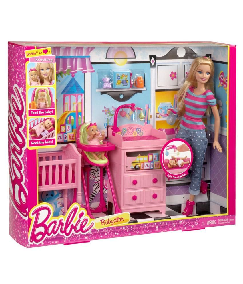 barbie babysitter pushchair doll set