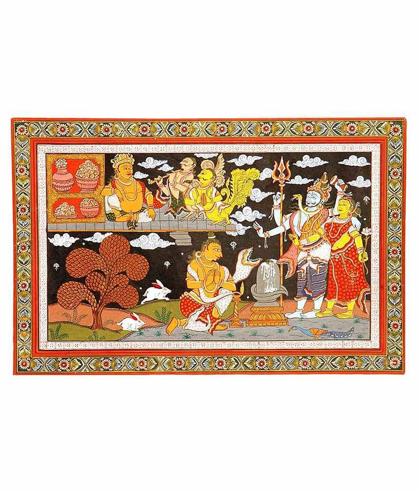 Exotic India Shiva And Parvati Folk Art Painting: Buy Exotic India ...