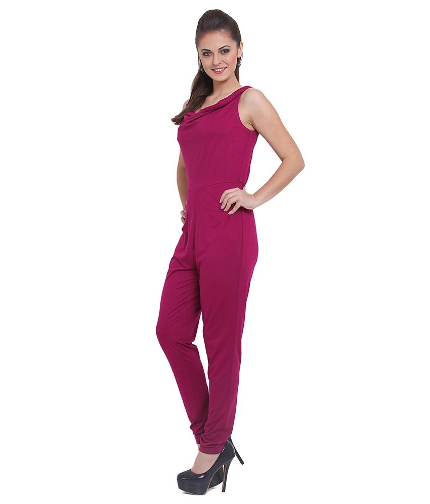 Pera Doce Maroon Viscose Jumpsuits