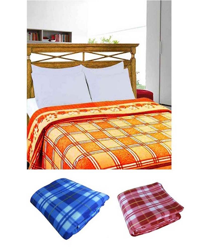 Z Decor Blanket Cum Bedsheet Combo Of 3 (1 Brown Double, 2 Single