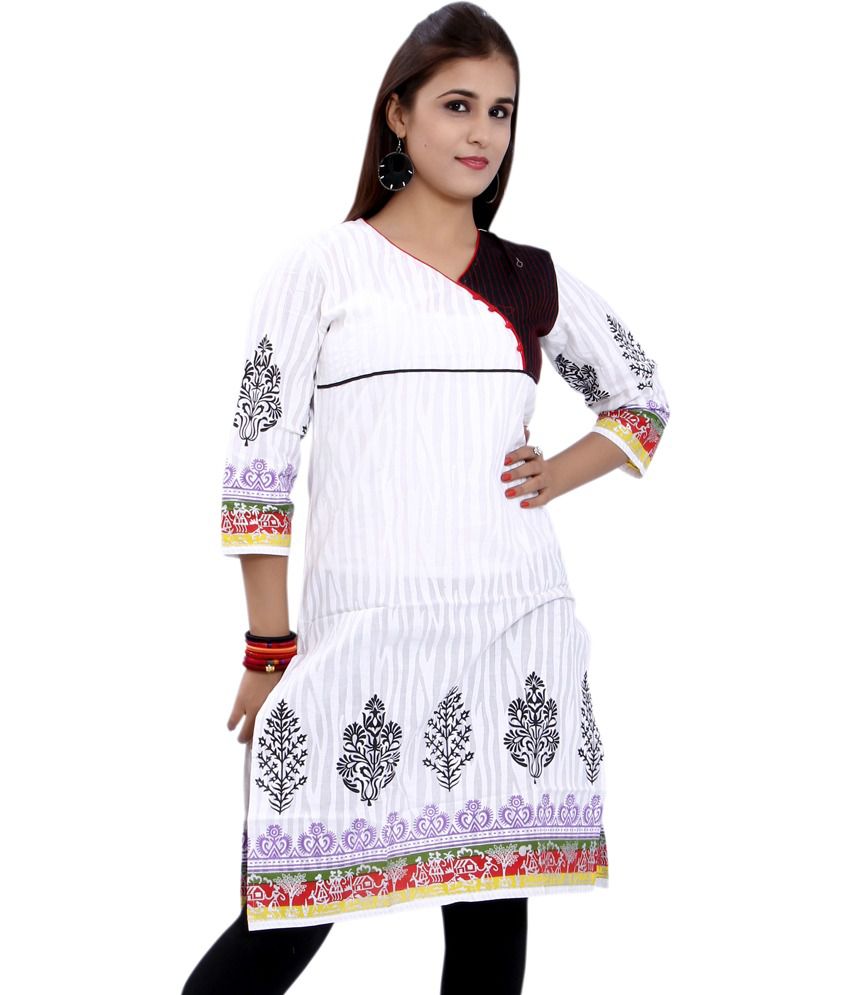 Meenakshi Designers Multicolor Printed Medium Cotton Kurti - Buy ...