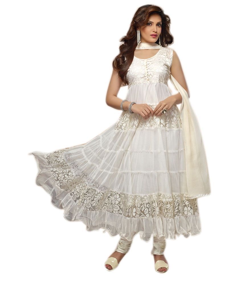 Shreeji Fashion Designer White Anarkali Suit - Buy Shreeji Fashion Designer White Anarkali Suit 