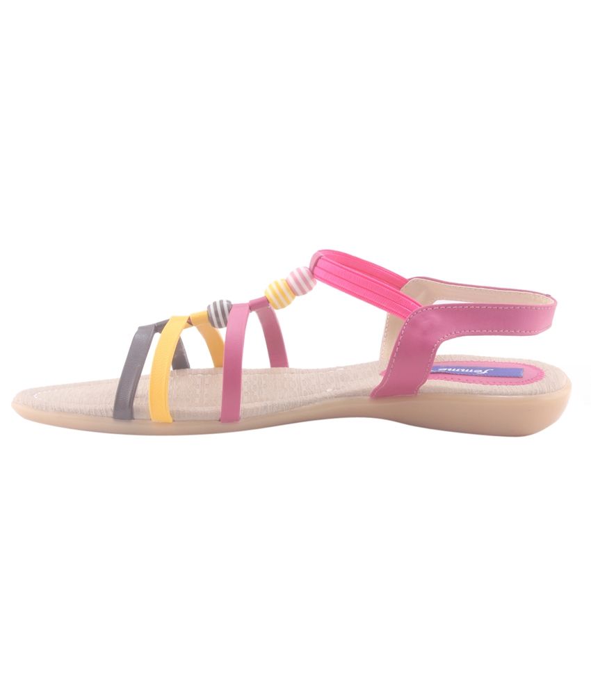pink leather sandals flat