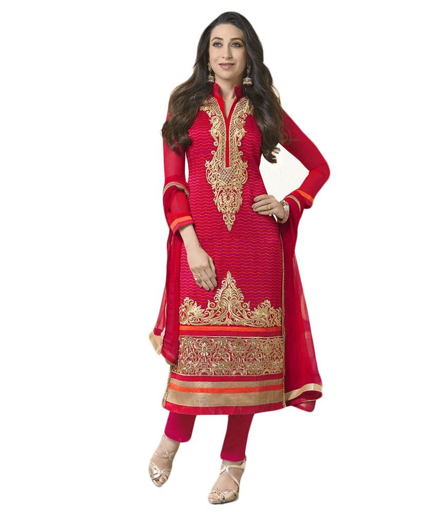 L.K Enterprises Red Pakistani Suits Unstitched Dress Material