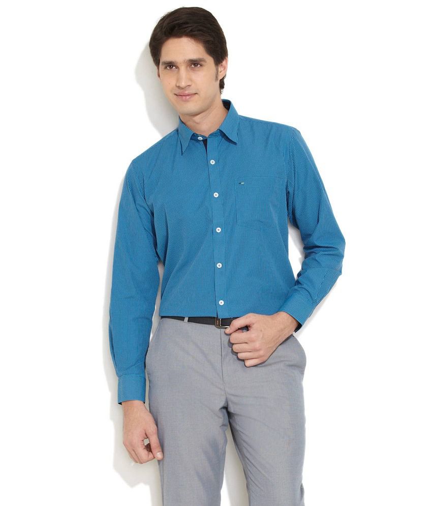 Indigo Nation Medium Blue Formal Finesse Checkered Shirt - Buy Indigo ...