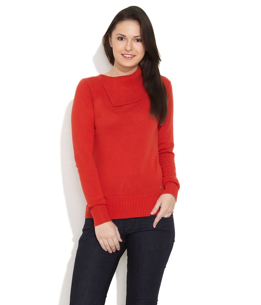 Dark Red Smart \u0026 Stylish Knit Sweater 