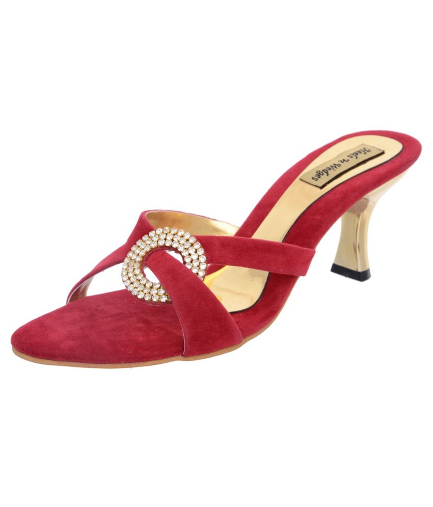 Heels N Wedges Maroon Kitten Heeled Slipon Price in India Buy Heels N