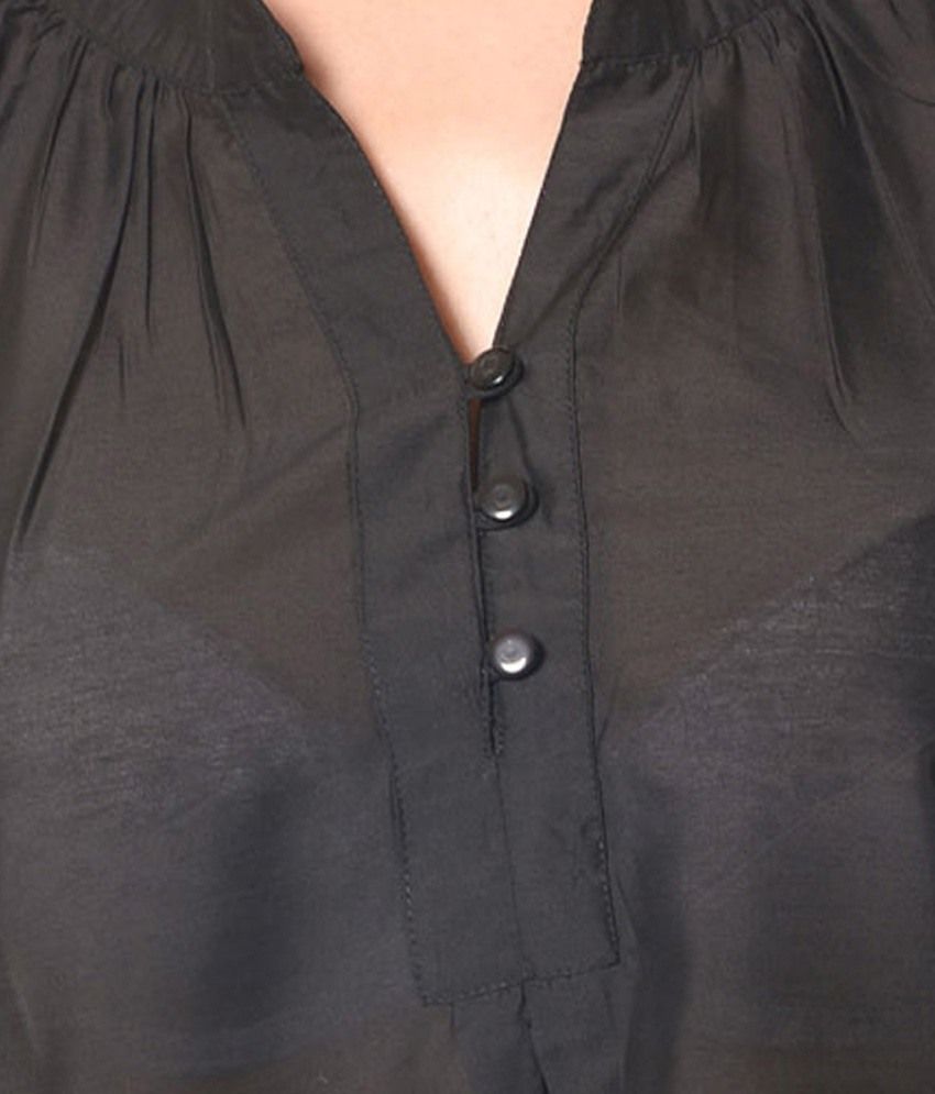 Meira Black Poly Cotton Tops - Buy Meira Black Poly Cotton Tops Online ...