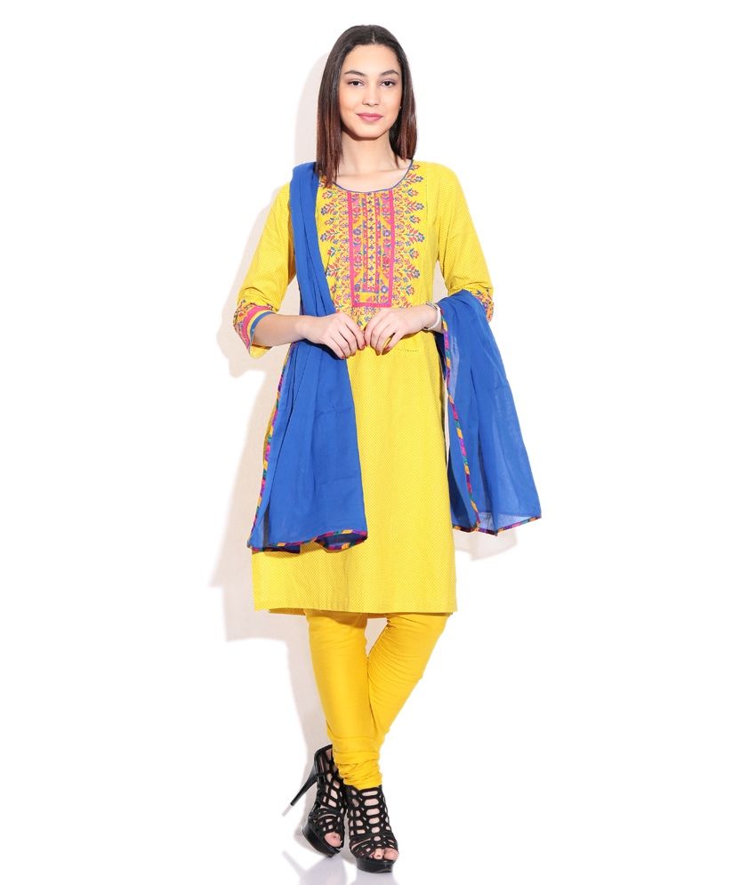 Biba Cotton Kurti With Salwar Stitched Suit Buy Biba Cotton Kurti With Salwar Stitched